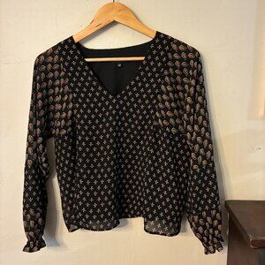 Printed Black Blouse from Madwell